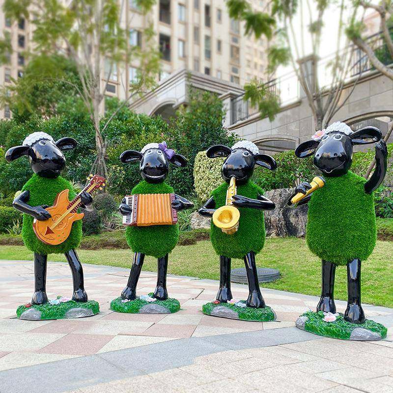 玻璃钢乐器羊雕塑户外公园卡通动物园林景观小品草坪装饰羊摆件,金属材料及制品,金属加工件/五金加工件,淘宝优惠券,粉丝福利购,淘宝优惠卷
