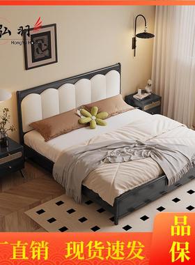 实木大床法式黑色中古风主卧1.8m双人床简约婚床小户型1.5米主卧