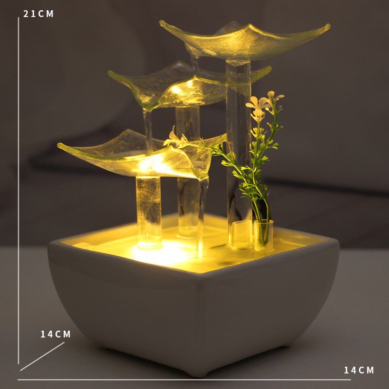 桌面循环流水摆件室内小型招财书A房办公室程序员女士现代简约装