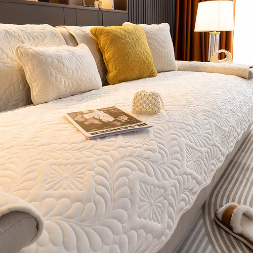 加厚毛绒沙发垫2024秋冬新款防滑高级感直排坐垫套罩盖布轻奢保暖