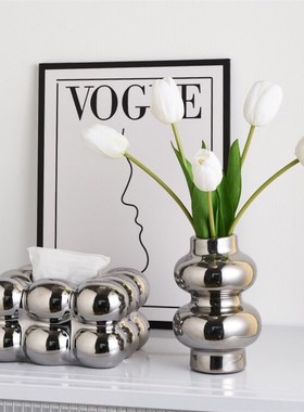 创意家居装饰摆件网红花瓶书z房轻奢陶瓷卧室客厅餐桌插花鲜花