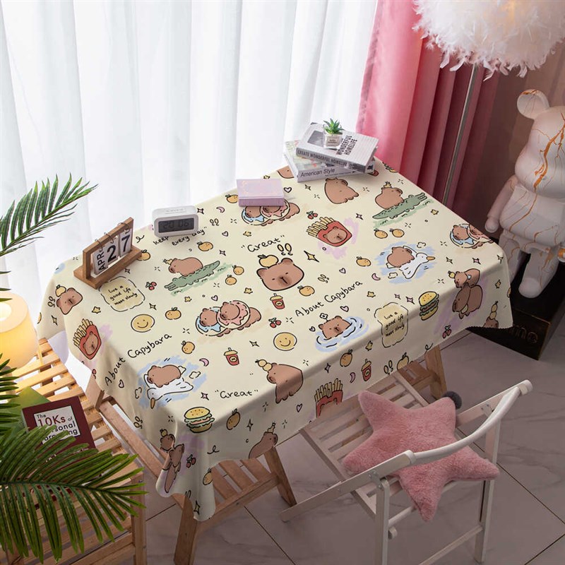 卡皮巴拉capybara防水防烫餐桌垫儿童学生卧室书桌布电脑防尘布