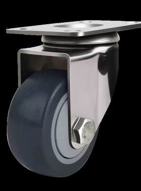 不锈钢TPeR橡胶轮3寸不锈钢万向轮4寸静音轮脚轮防腐防锈静音