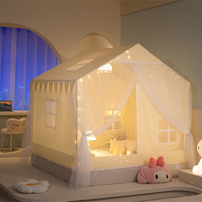 新款全底防蚊遮光三开门小房子床帘加密蚊帐纱婴幼儿防蚊防摔蚊帐