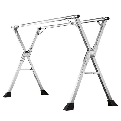 不锈钢折叠晾衣架落地加粗加厚阳台家用防风室内外简易伸缩晾衣杆