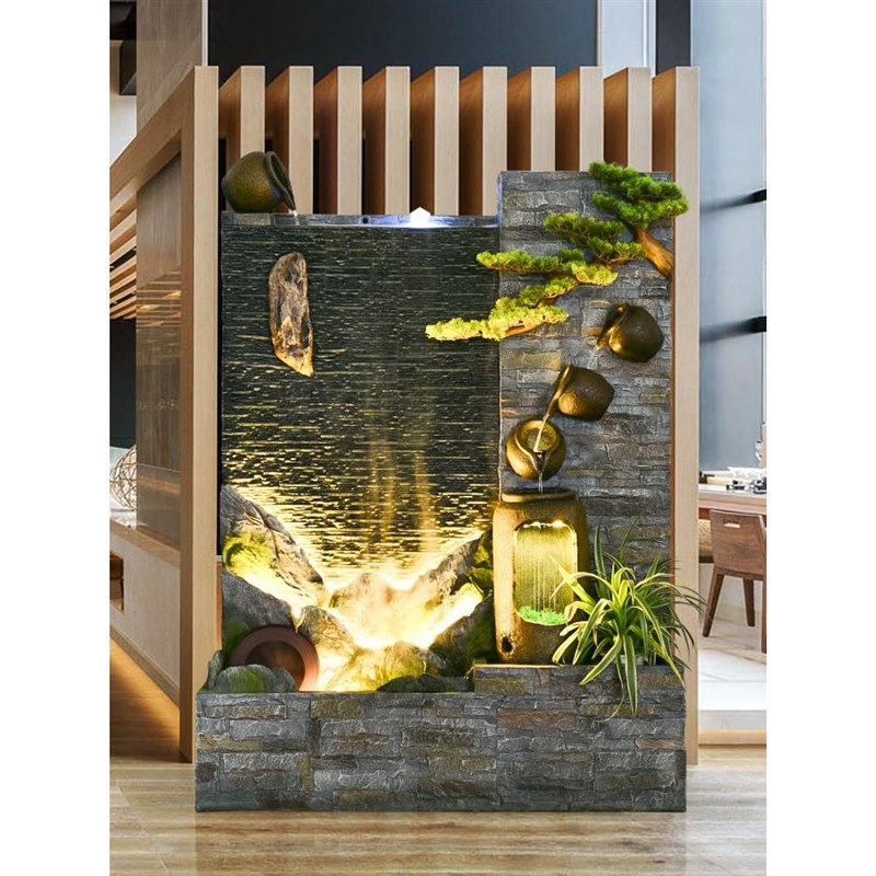 落地屏风大型喷泉假山流水墙循A环水幕墙庭院阳台客厅造景生财摆