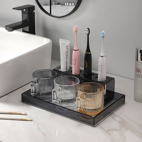 高档漱口杯家用玻璃刷牙的杯子轻奢情侣牙杯洗漱杯电动牙刷杯套装