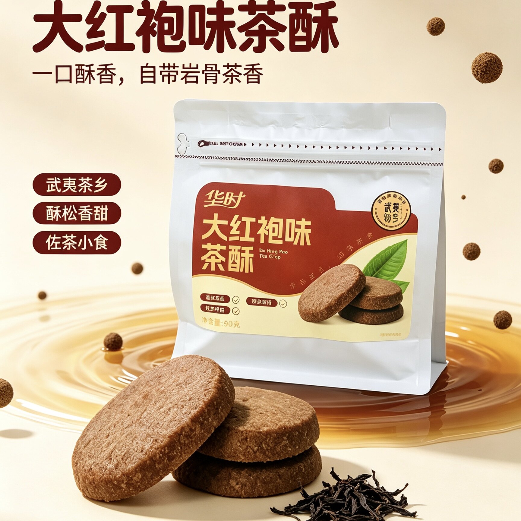 【华时】大红袍味茶酥｜武夷山特薄脆饼干