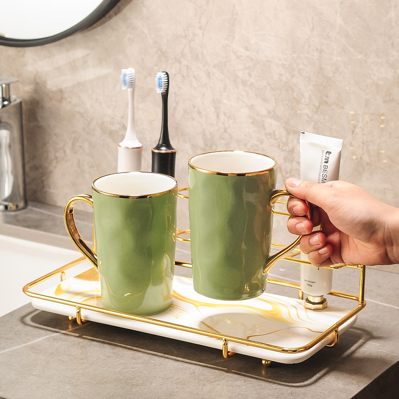 一家三口家用刷牙杯子牙刷置物架轻奢现代高级感情侣洗漱口杯套装