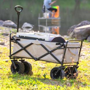 户外露营便携式 折叠小推车野餐可调节长度拉杆车轻盈四轮手推车