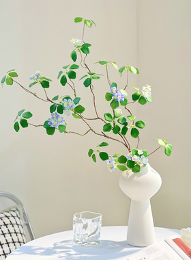 北夏家居 仿真绿植野蔷薇藤蔓花浅蓝色小花桌面摆Z件摄影道具