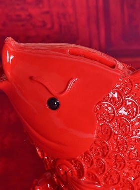 年年有鱼存钱罐红色鲤鱼储蓄罐可存可取H新房乔迁礼品新年礼物摆