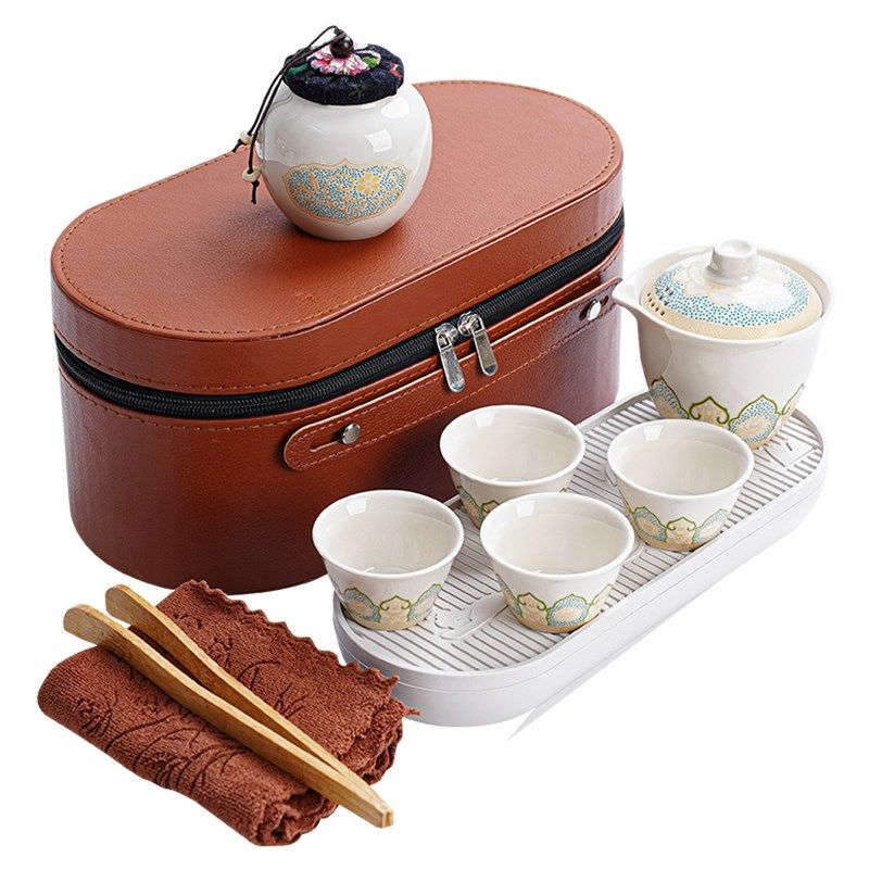 快客杯一壶露营陶瓷便携旅行茶具套装功夫户外泡茶壶出差旅游茶杯