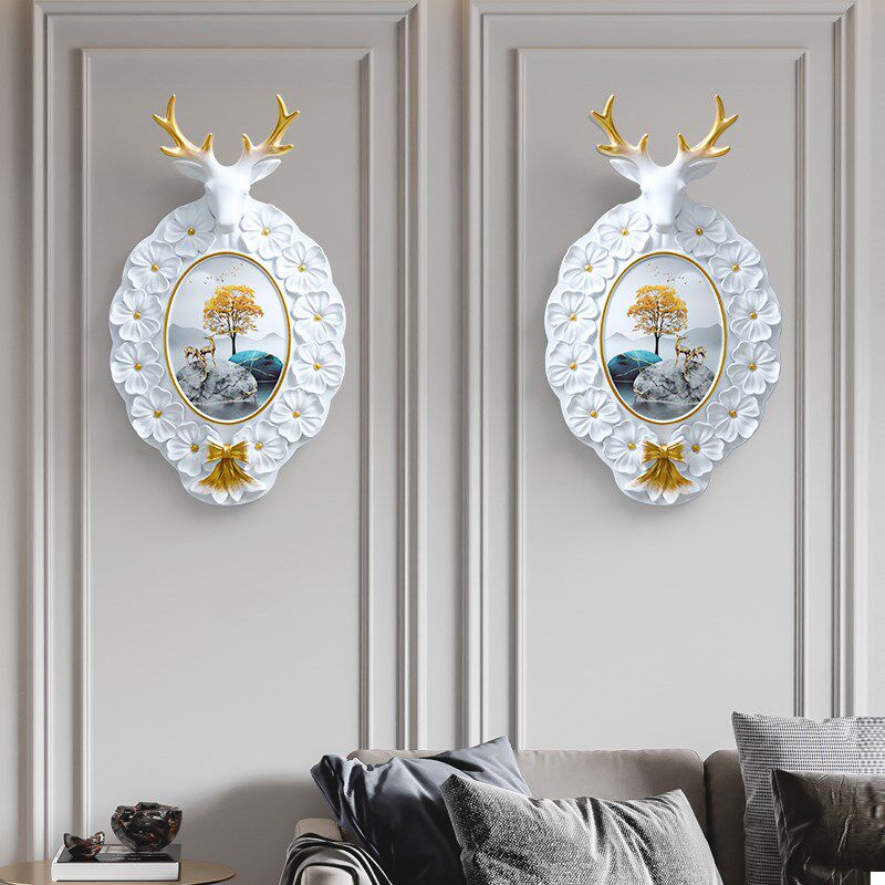 鹿头壁挂 创意客厅背景墙挂饰轻奢电视墙挂件装饰墙上装饰品高档