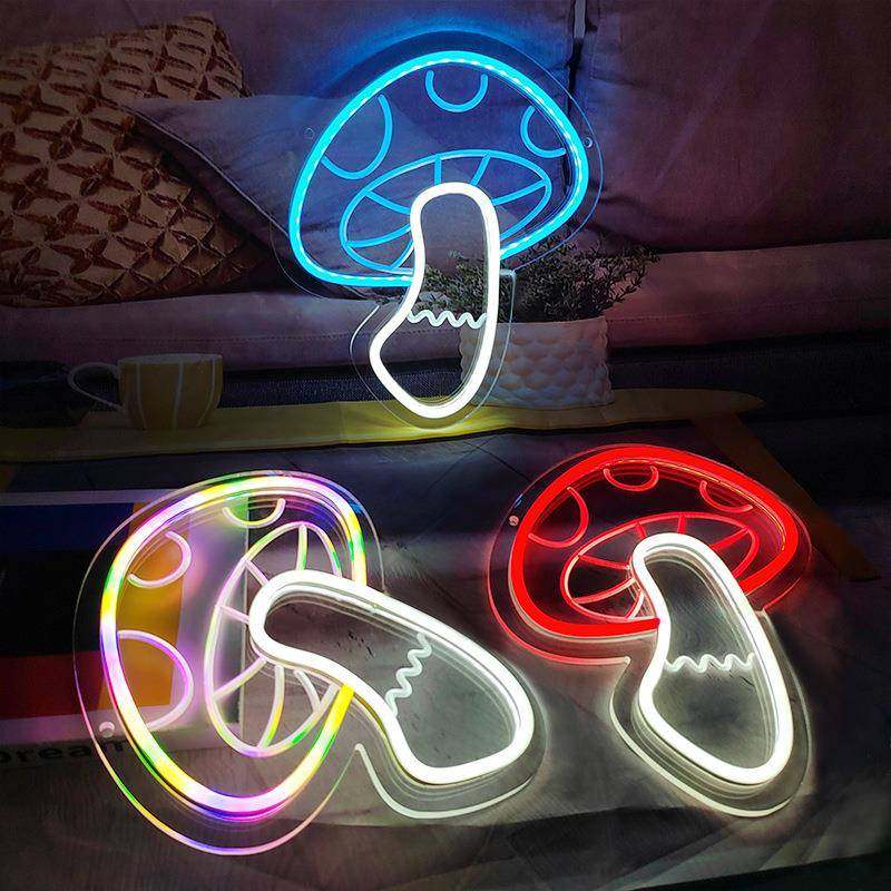 彩色蘑菇led霓虹灯创意彩色造型发光氛围灯5V灯牌USB亚克力,智能设备,其他智能设备,淘宝优惠券,粉丝福利购,淘宝优惠卷