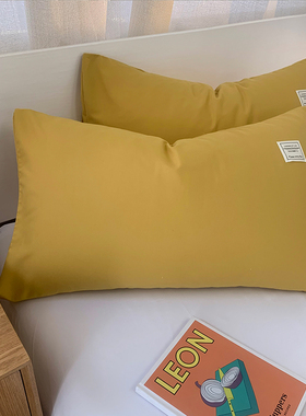 混搭风墨绿色枕套两只装 简约撞色单双人48*74cm纯色枕头套一对装