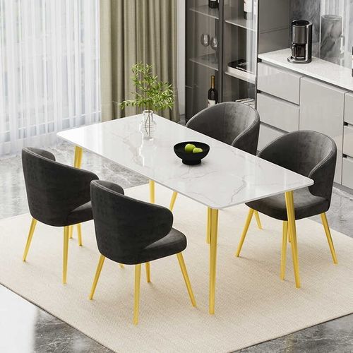 岩板餐桌椅组合现代简约轻奢桌子家用小户型网红餐厅饭桌凳子