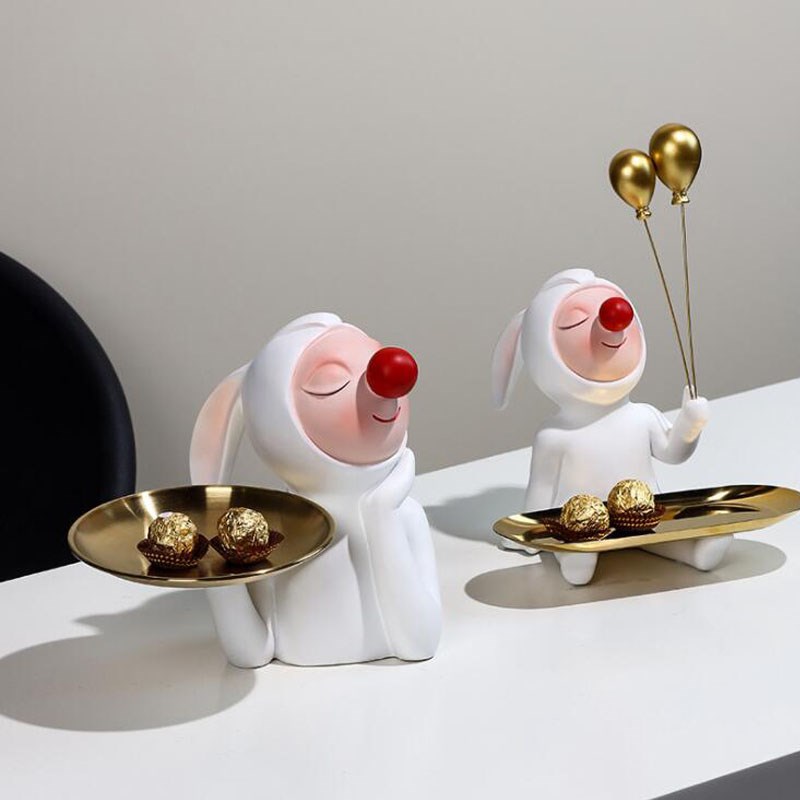 兔娃娃摆件钥匙收l纳客厅茶几零食糖果创意家居客厅玄关电视柜装