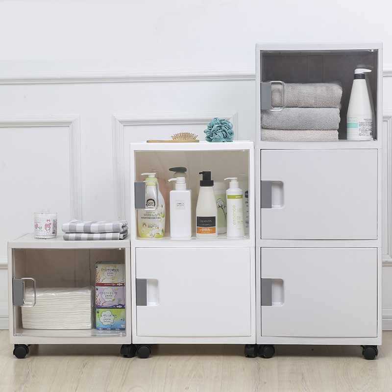 40宽26深浴室收纳柜 前开式收纳箱D厕所防水柜 桌面塑料储物柜家