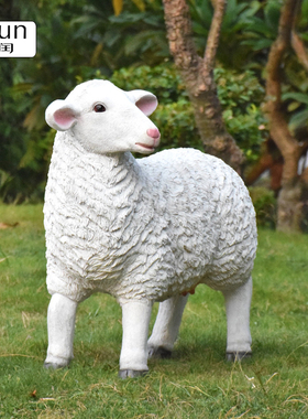 园林景观装饰户外花园摆件仿真动物小羊山羊草坪玻璃钢雕塑小品