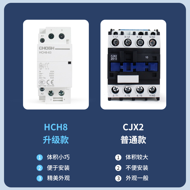 家用交流接触器NCH8小型单相25A40A63导轨式大电流继电.器控制开