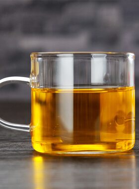 玻璃小茶杯带把品茶透明品夫杯子耐热杯功茗杯具套装加厚小品茗杯