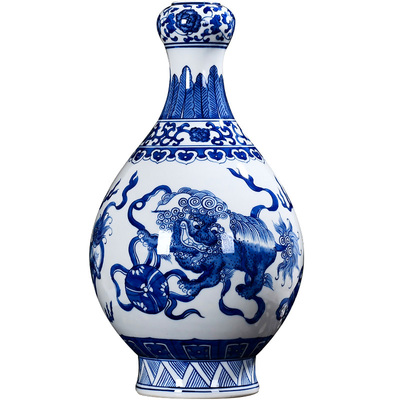 式德镇陶瓷花瓶明清瓷典手绘仿古青花古中景家居客厅装饰品摆件