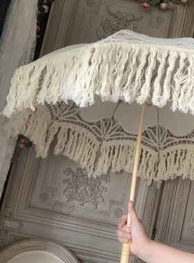 法式婚纱摄影道具外景街拍旅拍新娘婚礼流苏蕾丝伞复古油画风洋伞