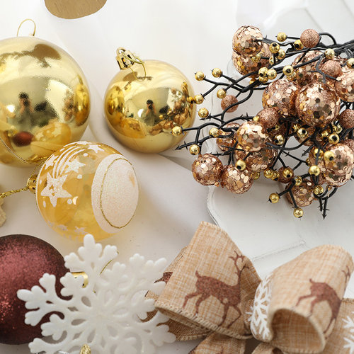 圣诞节装饰品60/90cm圣诞树装饰diy材料包配饰挂件装饰球场景布置