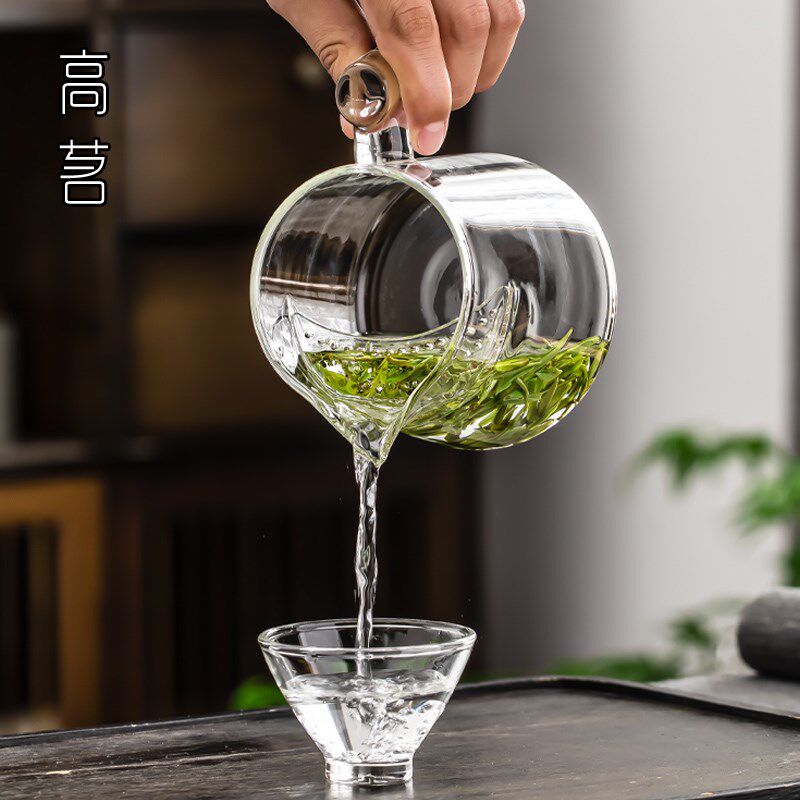 高档玻璃公道杯茶滤网一体绿茶泡茶器月牙杯过滤泡茶杯分茶器茶具