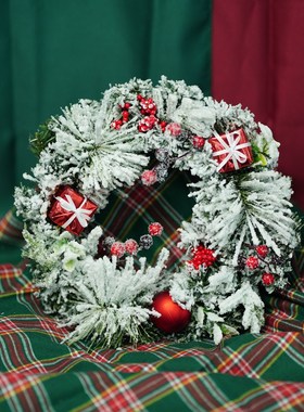 圣诞雪花花环3040cm飘雪网红圣诞节日礼物装饰藤条橱窗门挂件布置