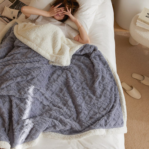 高端简约纯色软绵绵塔芙绒羊羔绒毛毯加厚冬季柔软双层珊瑚绒毯子