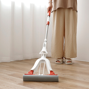 捡漏款 吸水胶棉拖把大号一拖净 海绵拖把家用对折式