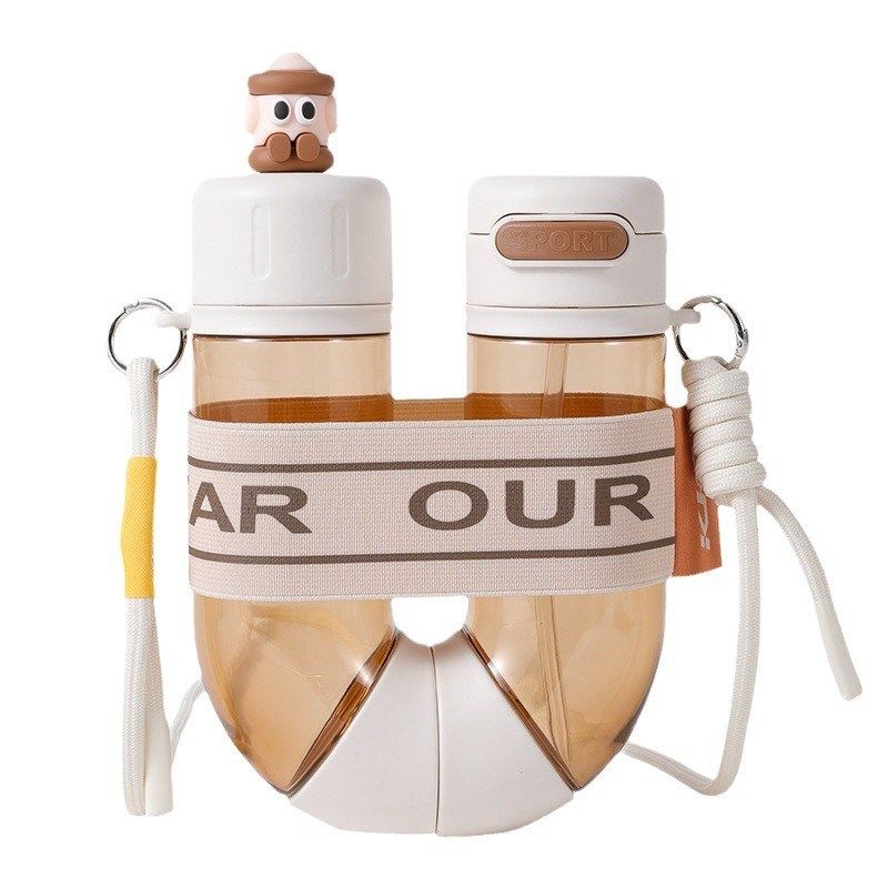 创意网红水杯女生小众设计感夏天可爱双饮杯学生杯子上学专用便携