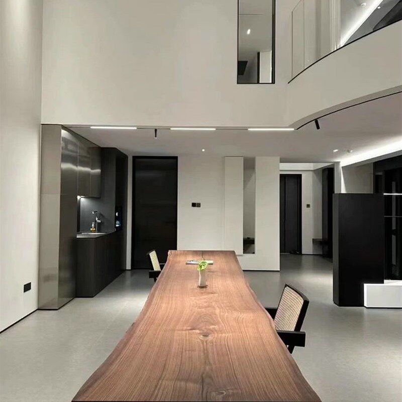 进口北美黑胡桃大板原木餐桌老板桌茶工作台简约办公书桌会议长桌