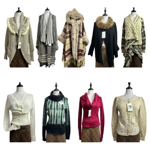 古着vintageM4海淘温柔感毛领开衫 百搭慵懒风毛衣外套 女秋冬修身