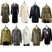 野菊花vintage古着D3冬款 日制辣妹亚文化风豹纹保暖环保毛外套