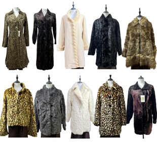 野菊花vintage古着D3冬款 日制辣妹亚文化风豹纹保暖环保毛外套