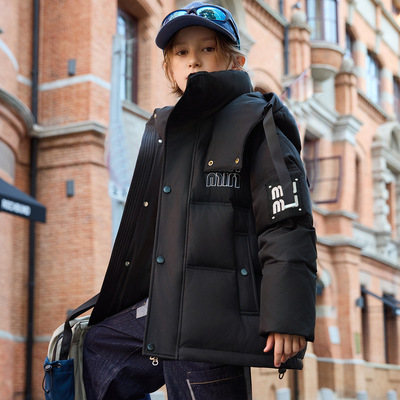 鸭鸭儿童羽绒服中长款中大男童加厚2025韩版冬季新款女孩保暖外套