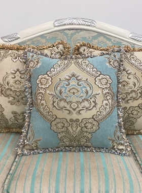 欧式抱枕套腰枕含芯汽车花边方形定做蓝色L靠背午睡枕头沙发靠垫