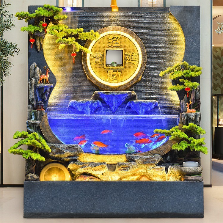 水幕墙假山流水喷泉屏风落地摆件庭院鱼池装饰造景观客厅阳台招财
