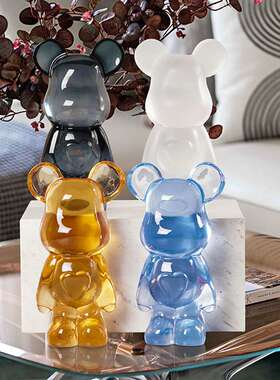 暴力熊摆件客厅酒柜电视柜子家居流体熊装饰品轻奢高档摆设爱心熊
