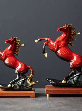 陶瓷马摆件马到成功招财客厅办公室家居装饰品工艺品乔迁新居礼品