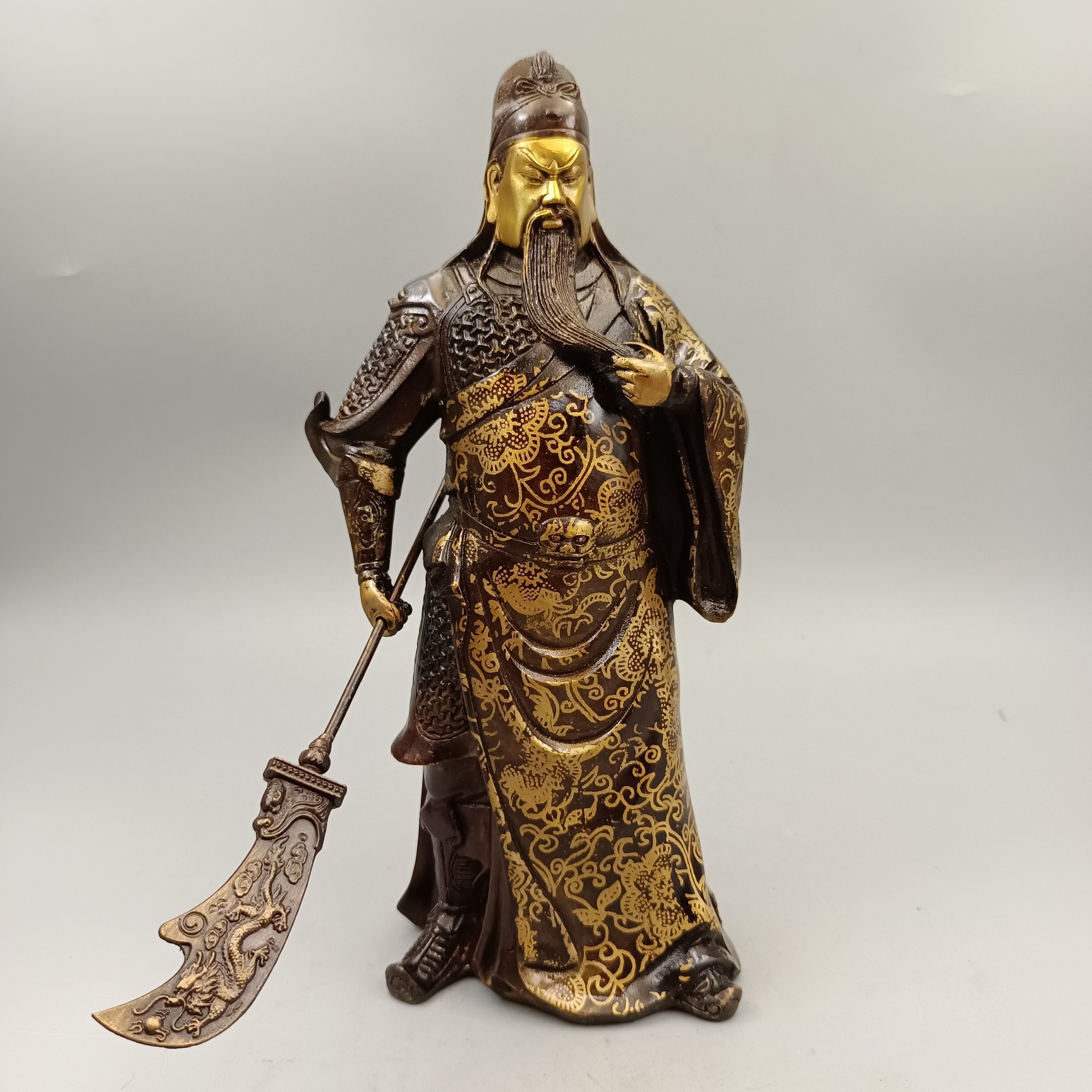 古玩铜器收藏铜摆件 提刀关公一尊 家居装饰桌面创意礼品工艺品