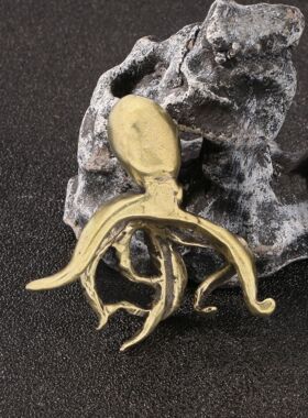 仿古董做旧八爪鱼章鱼黄铜摆件海洋生物模型摆设金属工艺品收藏品