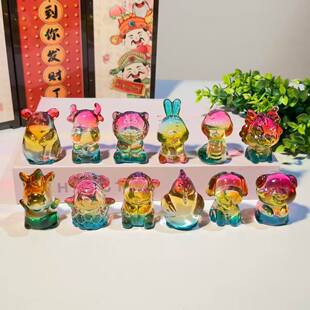 12生肖鼠牛虎兔龙马羊猴鸡狗猪水晶石摆件生日送礼客厅装饰品