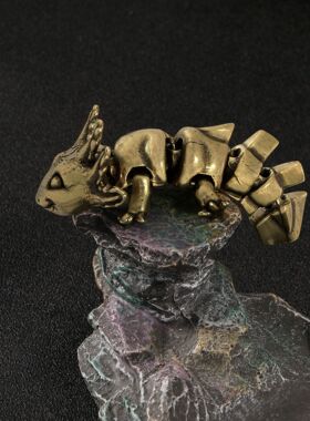 黄铜蝾螈六角恐龙3D关节可活动摆件创意随身解压把玩件工艺品摆设