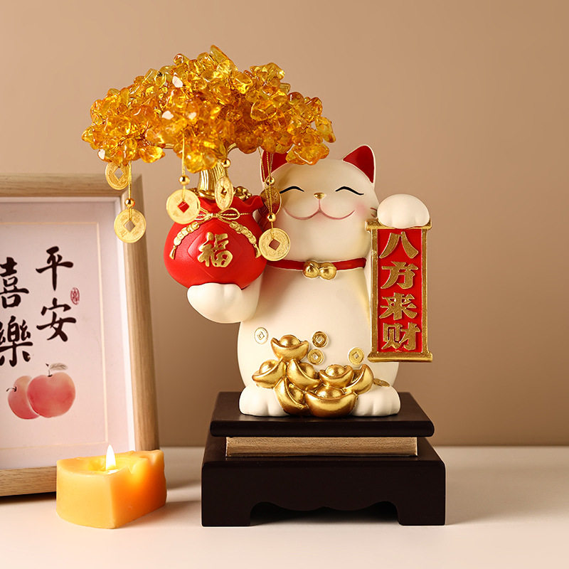 贝汉美收银台招财猫树脂摆件商场吧台前台高档招财摆件乔迁开业礼