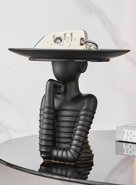 复古摩登女郎玄关钥匙盘饰收摆托首纳件入户门口客厅装饰品高级感