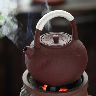 潮州陶壶烧水煮茶壶红泥单火泡茶煮水壶电陶炉砂陶瓷壶铫明壶